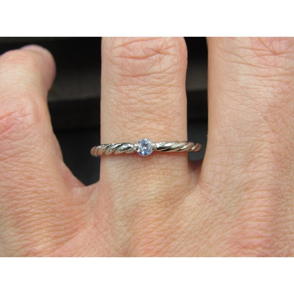 Size 8 Silver Tone Round Cubic Zirconia Braid Band Ring